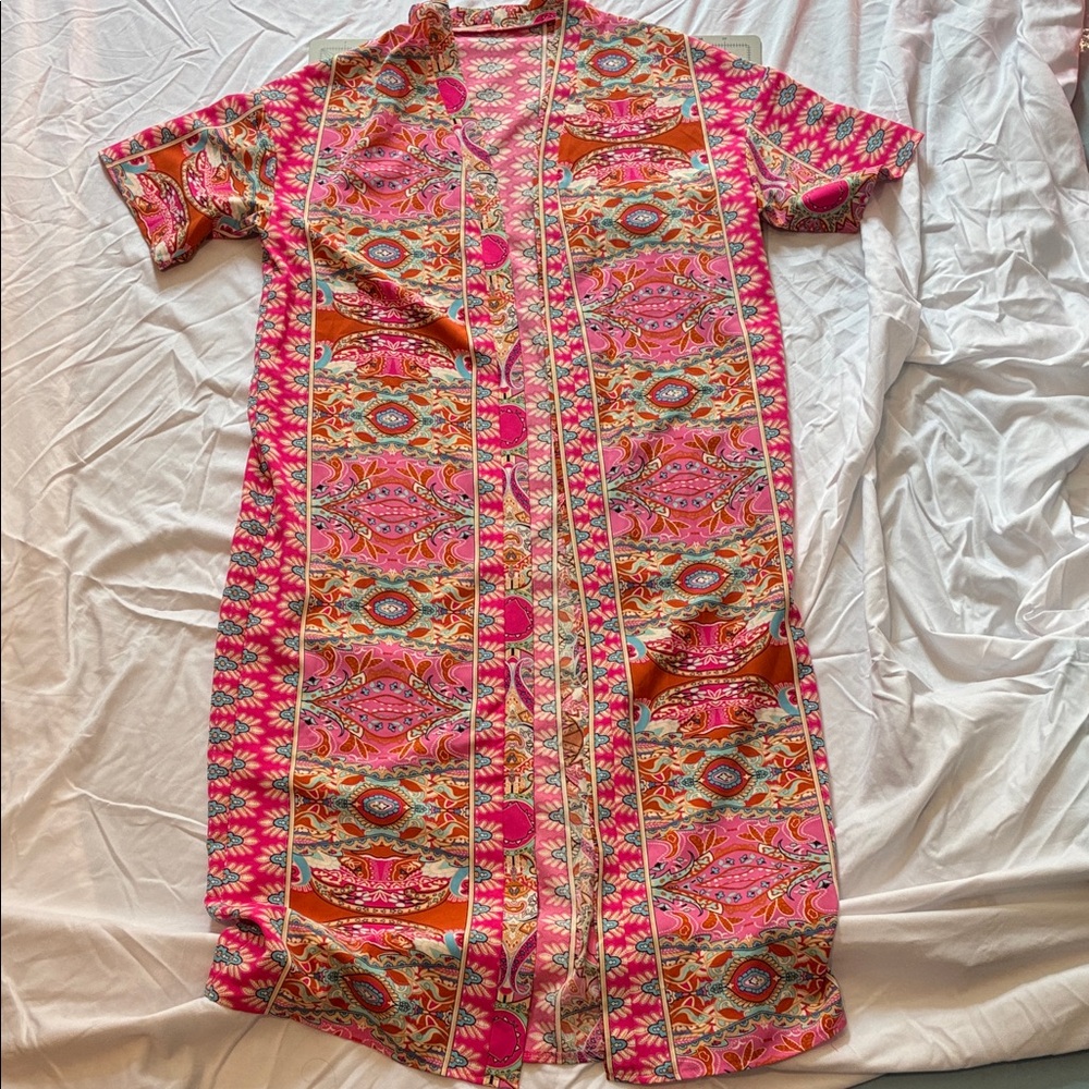 Pink and Orange Patterned Swim Coverup